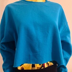 Cold Crush Blue 🥶 Sweatshirt, Cropped, Fall, Casual, Athleisure, Size Medium